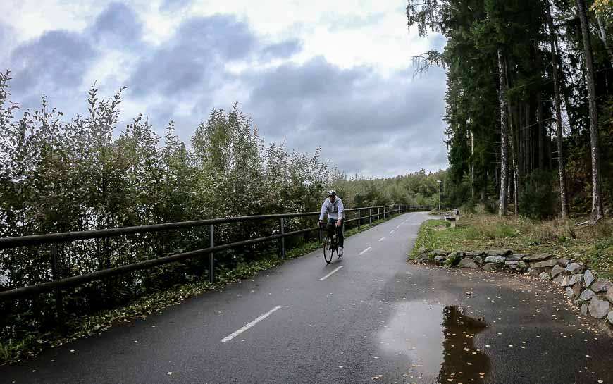 Cycling beside the Lipno Reservoir in the South Bohemian region