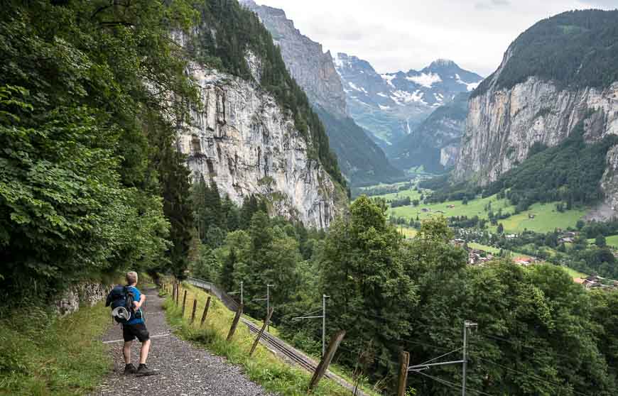 The steep descent to Lauterbrunnen on the Via Alpina in Switzerland