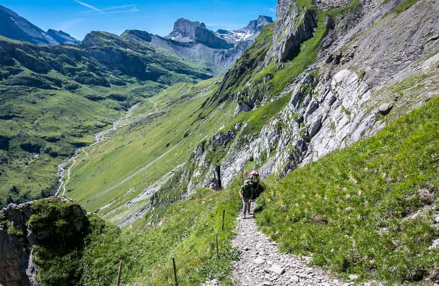 Steep climbing towards Alp Alpschele