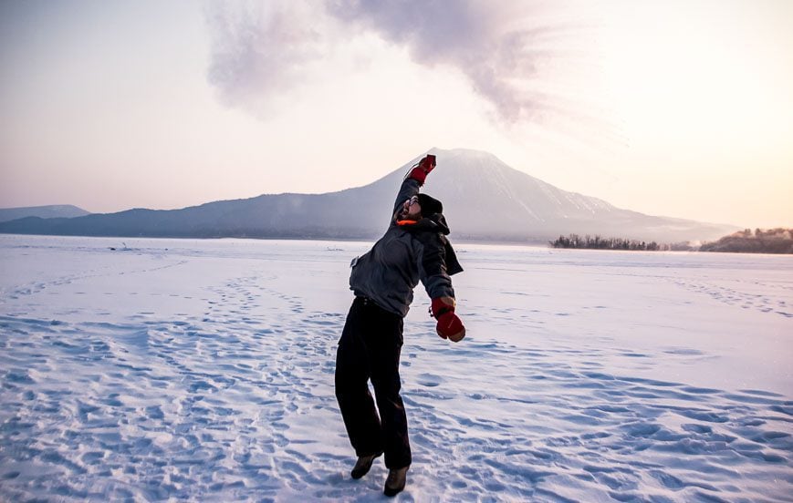 Cold enough that boiling water froze in mid-air