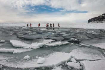 Drift ice walking in Hokkaido