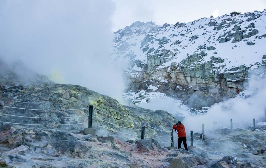 Sulfurous vents at volcanic Mt Io