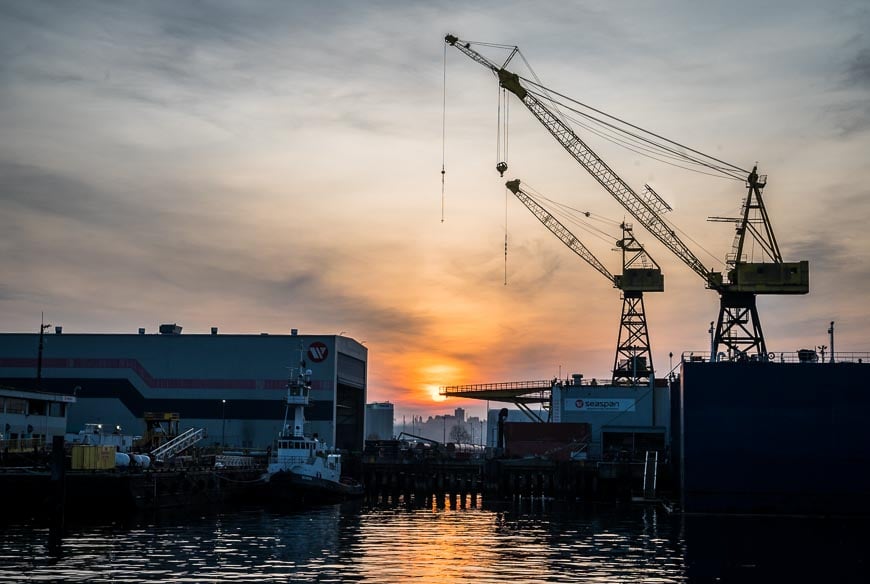 Sunrise over the shipyards