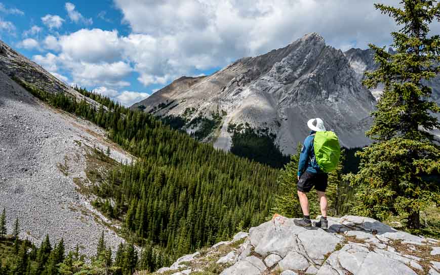 Taking in the view on the hike back to Elbow Lake