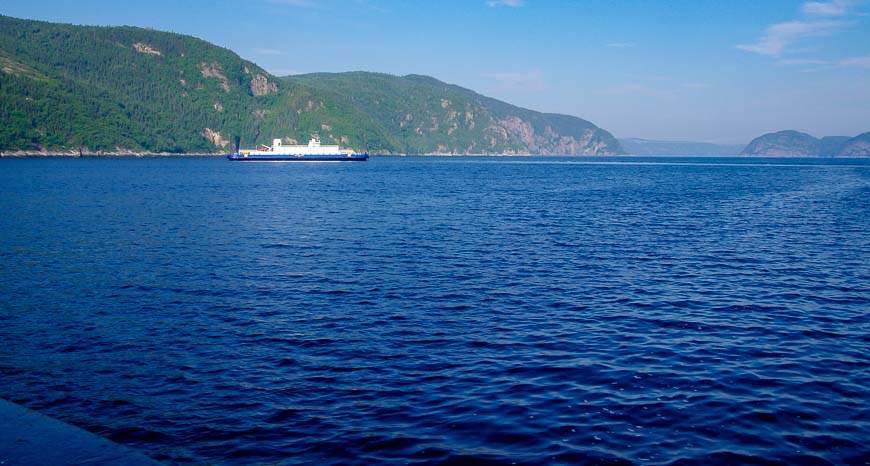 Crossing the Saguenay Fjord on the ferry on a Quebec road trip