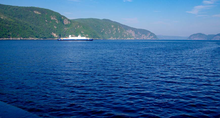 Crossing the Saguenay Fjord on the ferry on the Quebec road trip