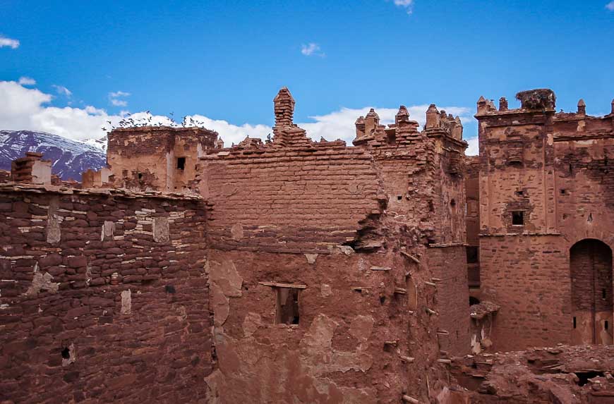 Much of the Kasbah in Telouet, Morocco is in terrible condition