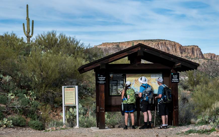 Take a photo of the only map located at the start of the trail to get your bearings on the Aravaipa Canyon hike