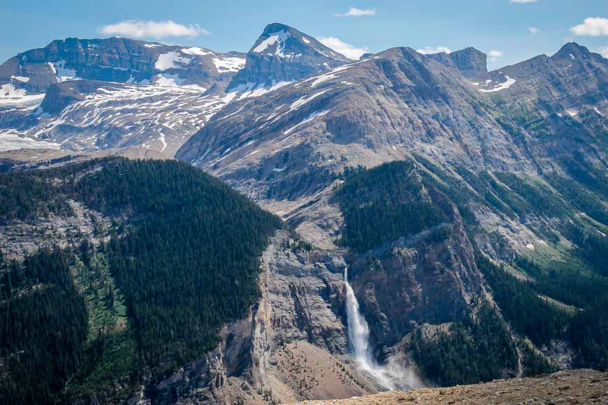 Great views of Takkakaw Falls from the Iceline Trail