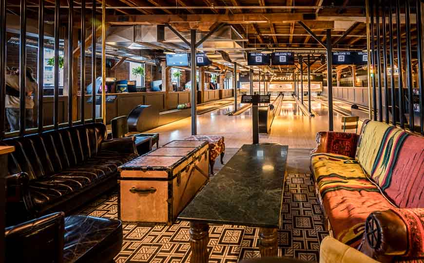 Bowling, bocce and shuffleboard in a great space on the 2nd floor