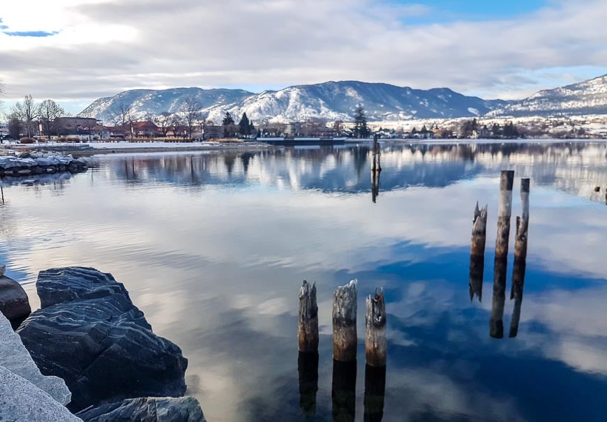 Views towards Apex from the Okanagan Lake promenade the 