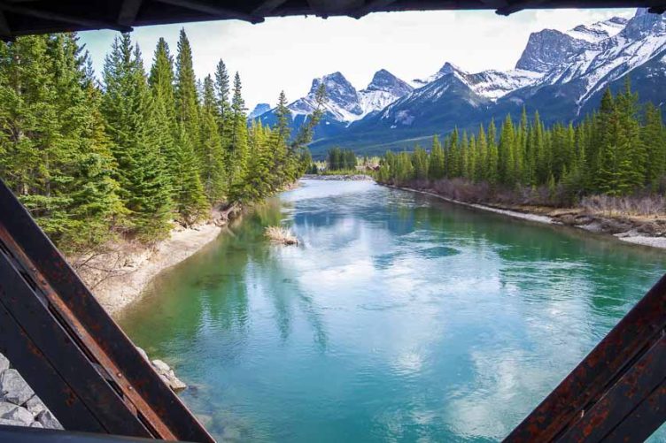 View of the Bow River from the Canmore Engine Bridge