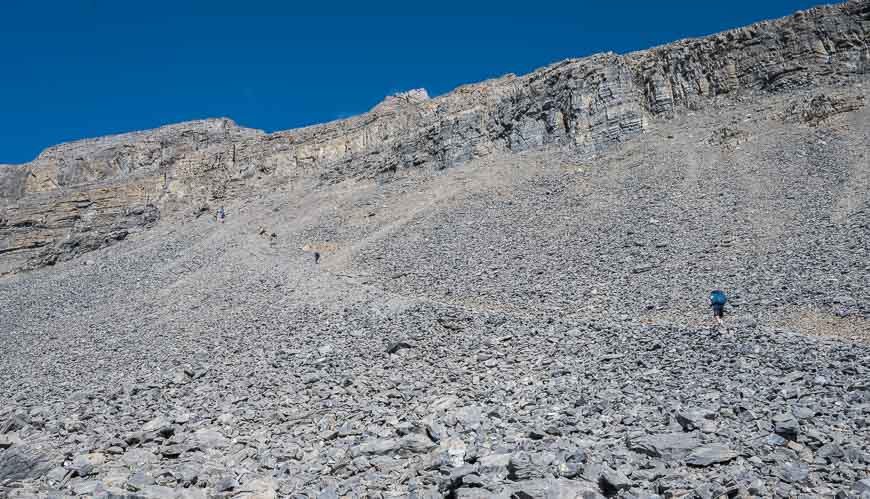 The crux of the hike is the cliff-band up ahead