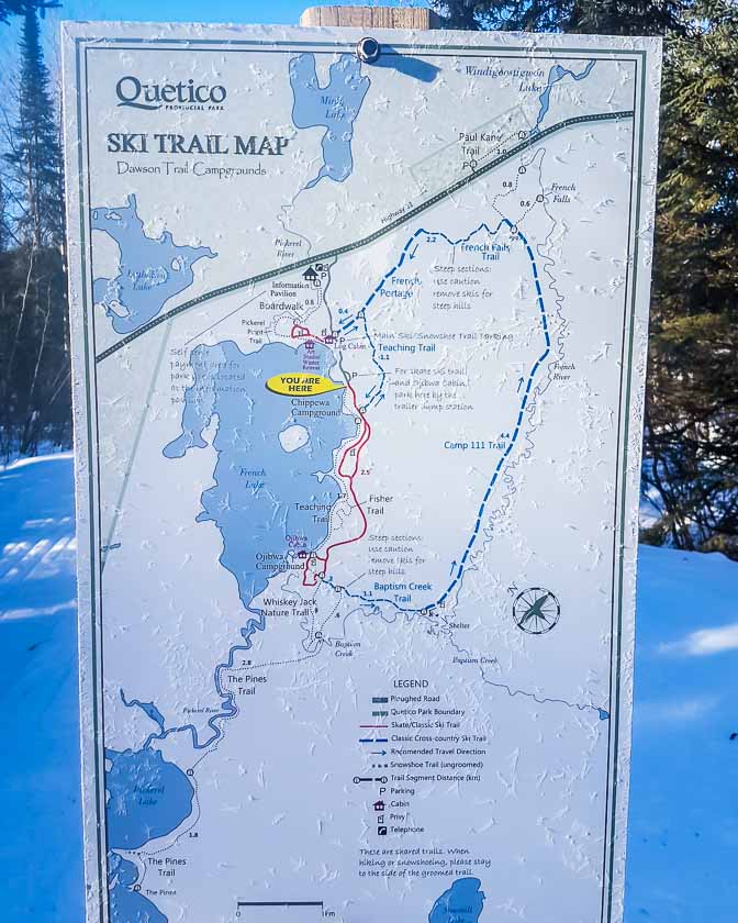 Map of the route into the cabin at the start of the trail