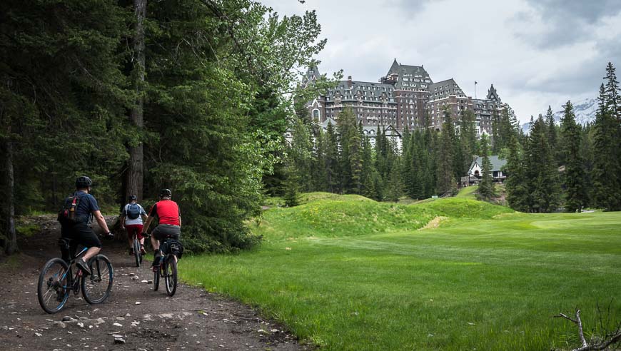 Coming off the main trail beside the golf course at the Banff Springs Hotel