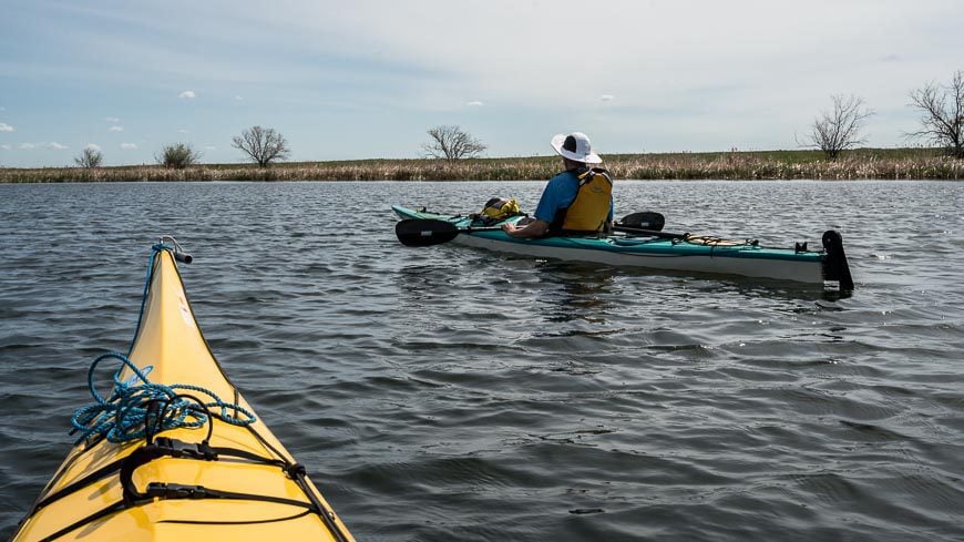 Kayaking on Lake Newall may not be as pretty as a mountain lake but its still good to be out