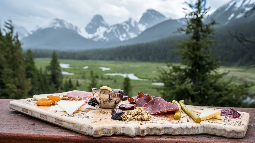 Afternoon tea at Mt Engadine Lodge includes a charcuterie plate