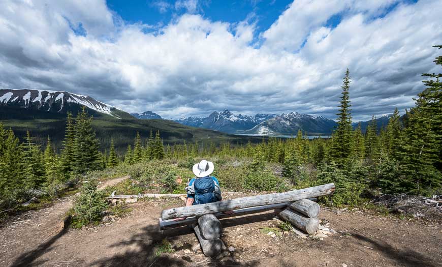 A stop to enjoy the view at a bench on the High Rockies Trail