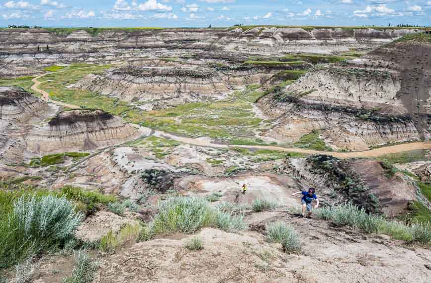 Check out Horseshoe Canyon - either from the viewpoints or a couple of trails - going cross-country like this is not recommended especially when wet!