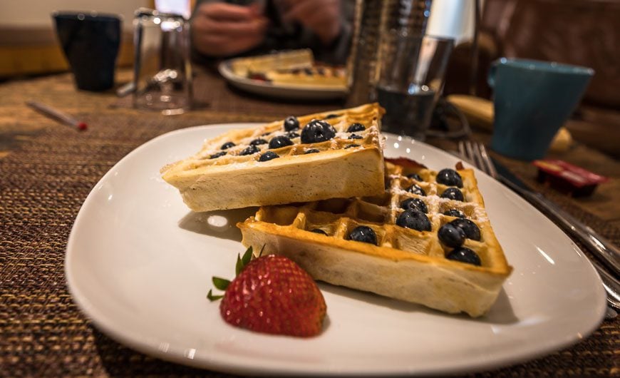 Blueberry waffles to start the day