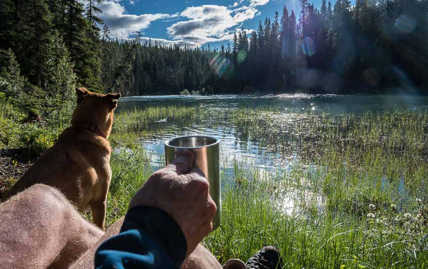 We found a warm, sunny place to enjoy our morning coffee