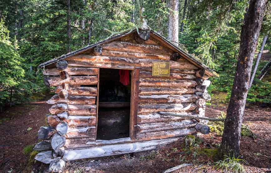 A historical cabin at the Glacier Lake campground