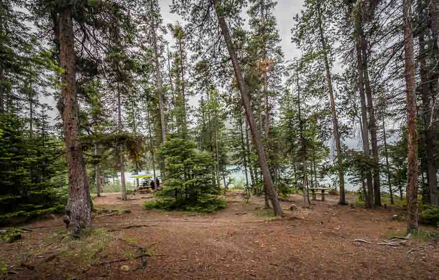 The campground at Glacier Lake in Banff National Park