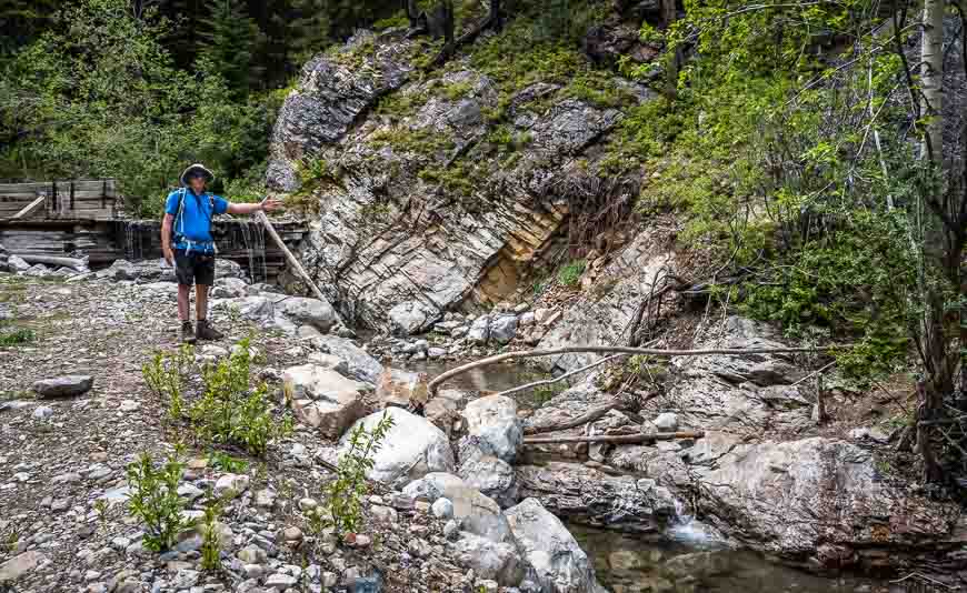 The hike up South Lawson Peak starts across this creek