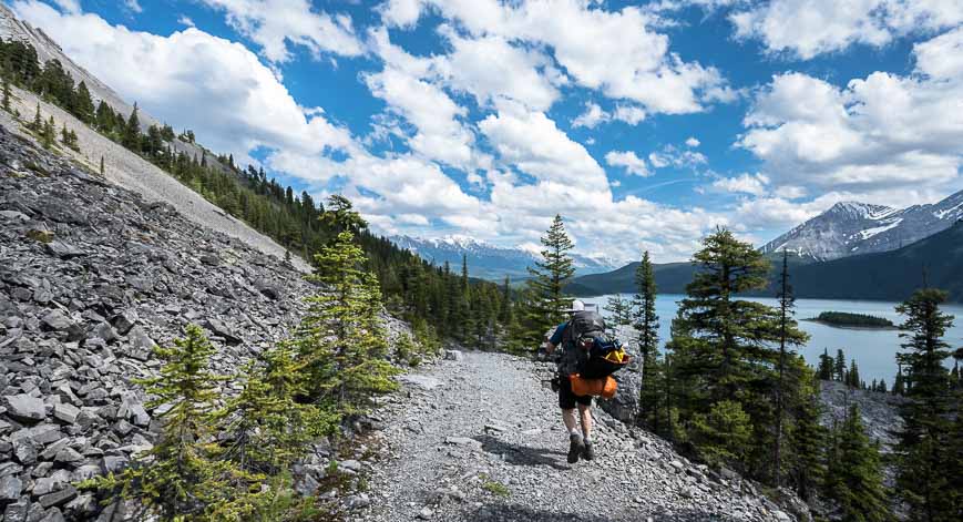 Heading back to the trailhead on a much sunnier day