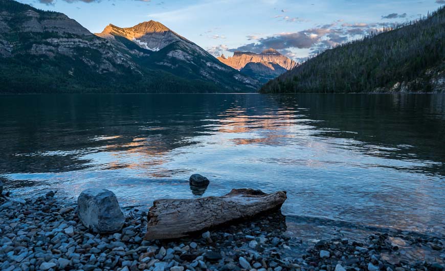 Looking down the length of Upper Waterton Lakes