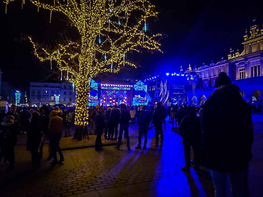 Krakow's central square during a Christmas festival 