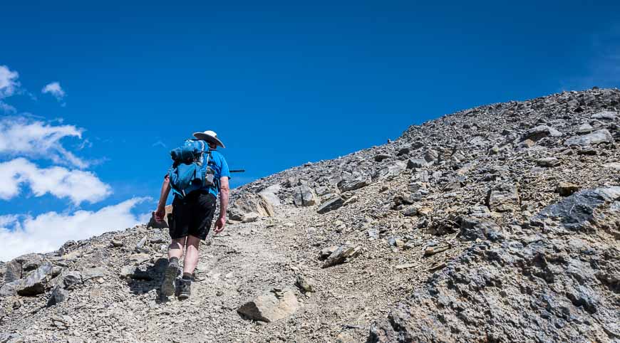 Nothing but rock and scree on the hike up to the false summit