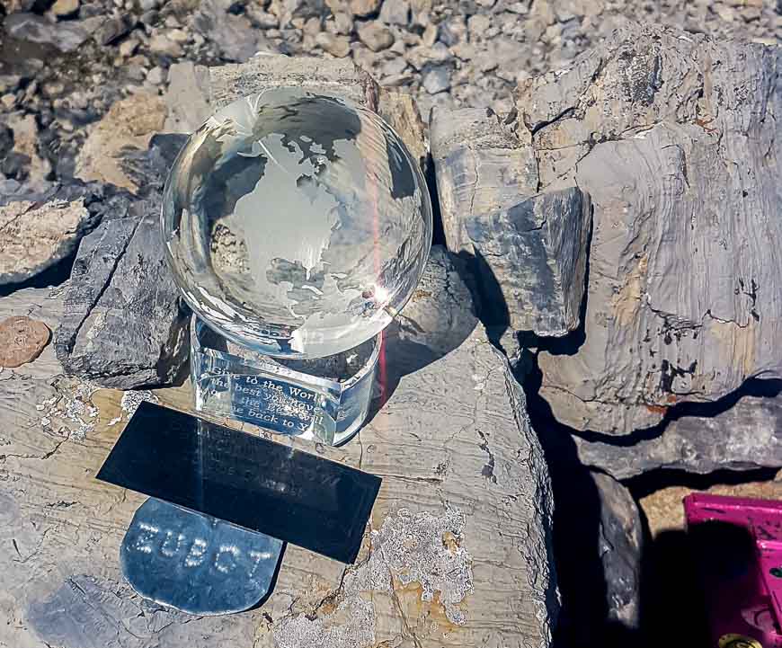 On the summit - a register and this globe 