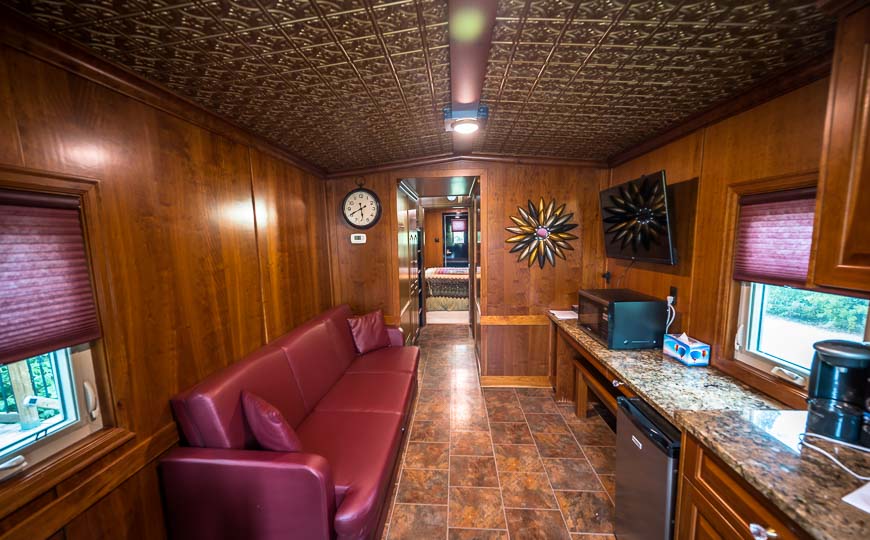 Interior of a caboose at Aspen Crossing