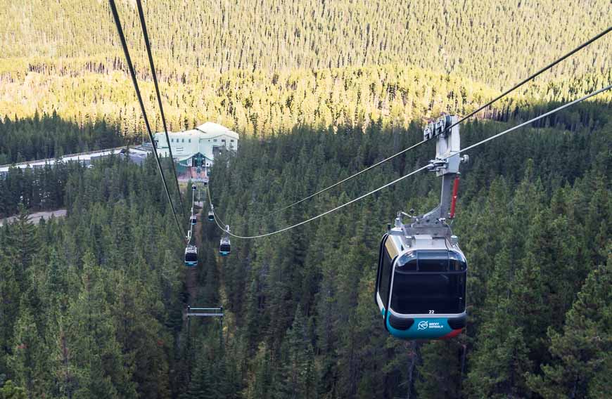 The Banff gondola climbs 698 m in 8 minutes