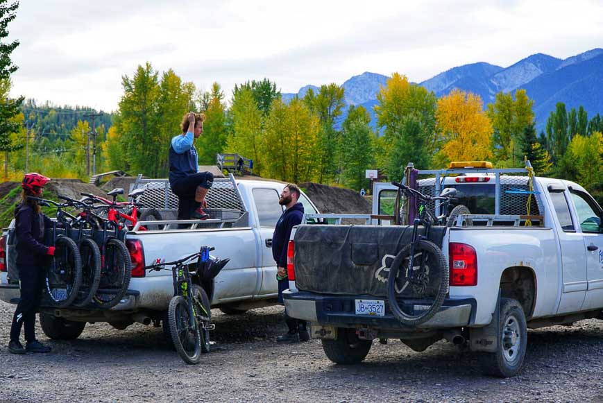 Getting ready to mountain bike in Fernie, BC - one of the easy road trips from Calgary