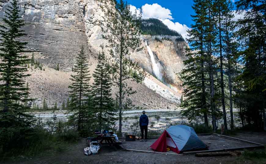 Our walk-in campsite near Takakkaw Falls