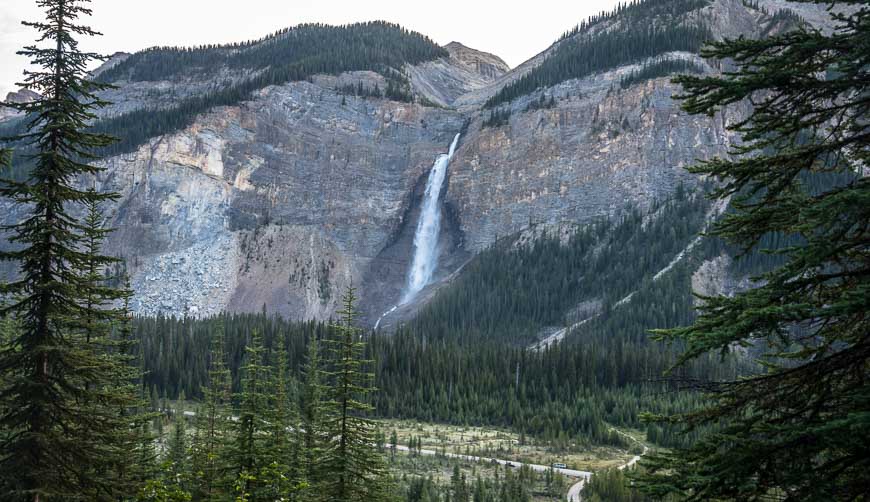 A great view of Takakkaw Falls near the start of our Burgess Shale hike