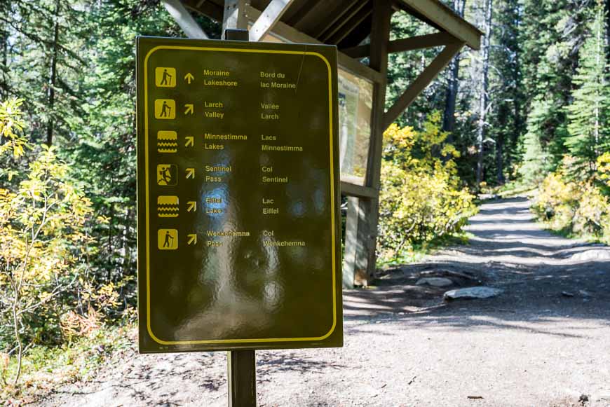 Excellent signage for the Larch Valley hike