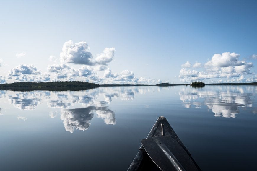 Interesting facts about Saskatchewan - Reindeer Lake can look like an infinity lake on a calm day