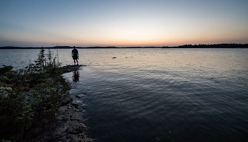 Enjoying a peaceful sunset after hours of hard paddling in the fading light