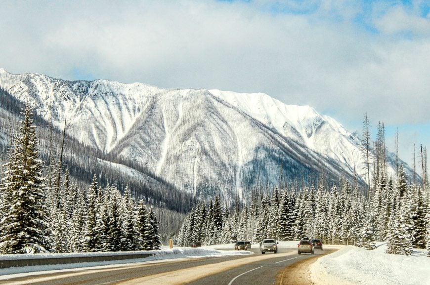 The drive through the park in winter is beautiful but it can be treacherous 