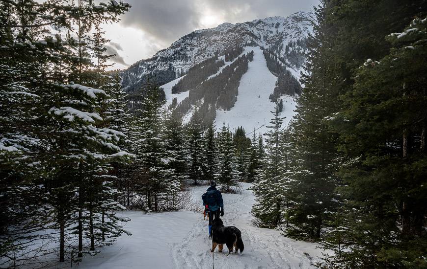 The loop finishes behind the lodge at Mt Norquay