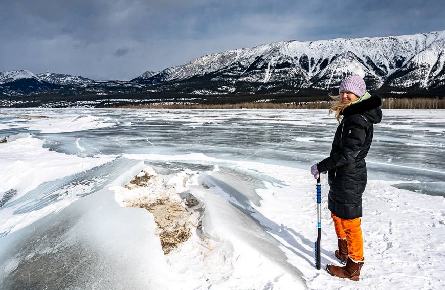 Enjoy beautiful views of Lake Abraham and the surrounding mountains 