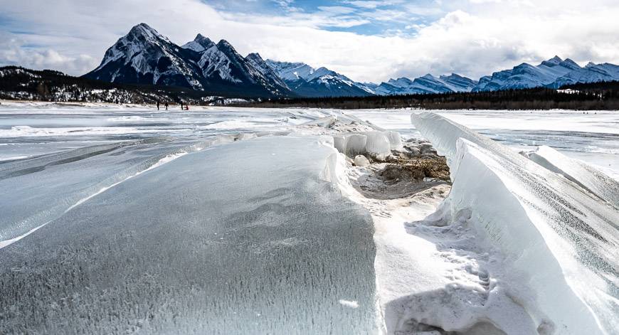 Crazy ice formations on Abraham Lake are also super interesting