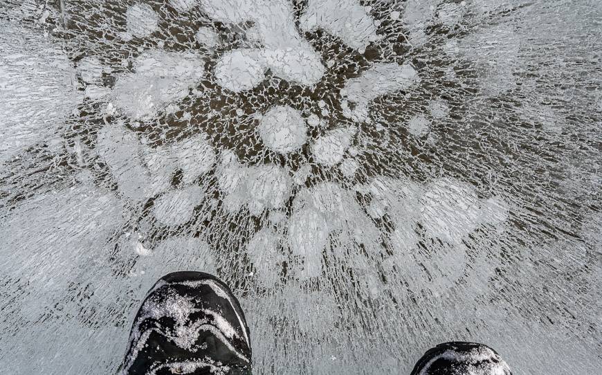 Abraham Lake bubbles and cool ice patterns