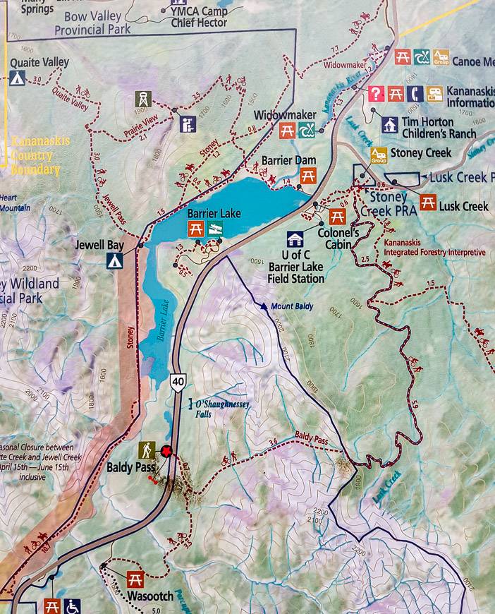 Route map for the Baldy Pass trail