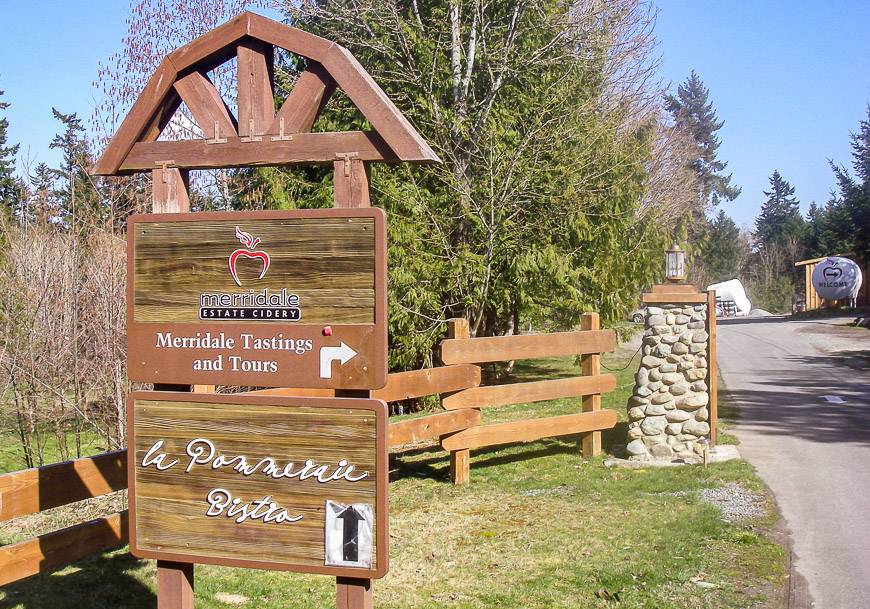 The entrance to Merridale Cider in the Cowichan Valley