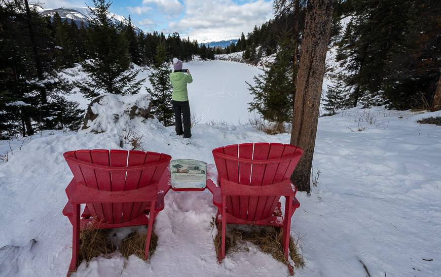 A scenic red chair stop