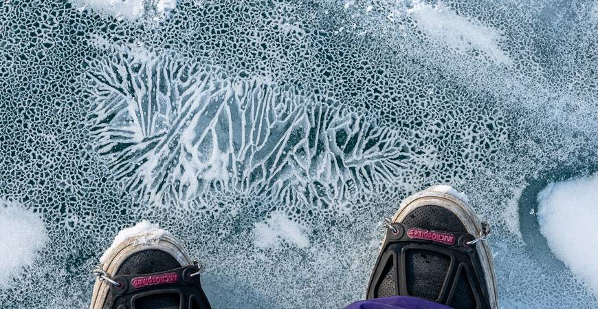 They may not be bubbles but still interesting patterns in the ice on Abraham Lake